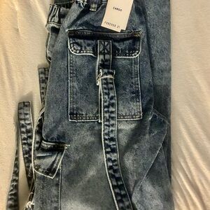 Forever 21 Indigo Denim Cargo Pants